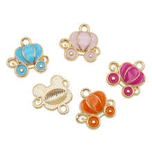 Julie Wang 10PCS Enamel Pumpkin Car Charms Mixed 4 Colors Small Fairy Tale Pendants Alloy Gold Tone Jewelry Making Accessory 2024 - buy cheap