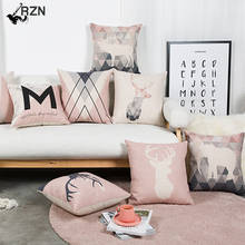 Funda de almohada decorativa de estilo nórdico, cubierta de cojines geométricos de ciervo rosa, elefante gris, 45x45 2024 - compra barato