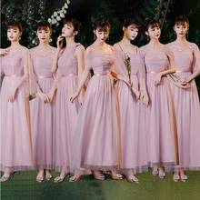 Plus Size Women Elegant Dusty Blue Gray Pink Pale Mauve Lace Guest Wedding Party Junior Long Bridesmaid Dresses Vestidos 8151 2024 - buy cheap