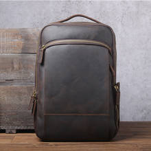 Simple casual leather shoulder bag, men's handmade head leather travel backpack, computer bag woman 2024 - buy cheap