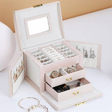 Простые женские серьги, кольцо, ожерелье, держатель для хранения ювелирных изделий, органайзер, чехол для косметики, коробка для хранения косметики, контейнер с ручкой 2024 - купить недорого