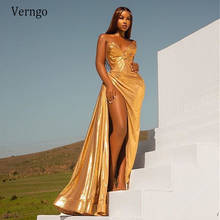 Verngo Sexy Gold Evening Dresses Long Prom Party Gowns With High Side Slit Sparkly Special Occasion Dress 2024 - buy cheap