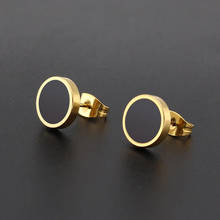 925 Sterling Silver Male Female Simple Round Earring Black Stone Light Elegant Candy Earring for Woman Girl Punk Jewelry Earring 2024 - buy cheap