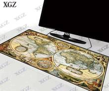 Xgz velho mapa do mundo grande gaming mouse pad bloqueio borda tapete teclado mesa gamer almofada para notebook portátil 2024 - compre barato