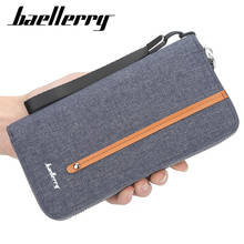 Baellerry Men's Long Canvas Wallet Large Capacity Zipper Wallet Retro Leisure Multi Card Pocket Wallet 2024 - buy cheap