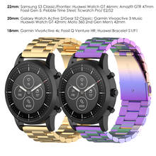 Ремешок для часов Garmin Vivoactive 4s/3/4, металлический браслет из нержавеющей стали для мужчин и женщин, 18 мм 20 мм 22 мм 2024 - купить недорого