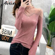 Spring Women Lace Mesh Shirt Diamonds Blouse Shirt Female sexy Patchwork Casual Long Sleeves Tops Shirts Blouse Plus Size 2024 - buy cheap