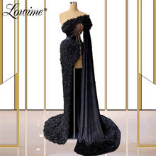 Lowime Newest 2021 Luxury Long Black Party Dress Arabic Evening Dress One Shoulder Dubai African Mermaid Women Prom Dresses Robe 2024 - buy cheap