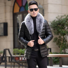 Winter Real Leather Jacket Men Duck Down Coat Warm Natural Fox Fur Collar Men Genuine Leather Jacket Plus Szie 5XL LX2476 2024 - buy cheap