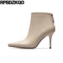 Fall Pointed Toe 2021 Trend Stiletto Luxury Brand Shoes Women Autumn Booties Winter High Heel Genuine Leather Ankle Casual Boots 2024 - buy cheap
