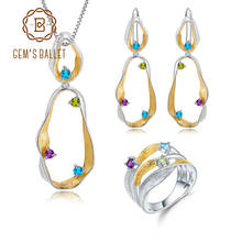GEM'S BALLET Natural Topaz Amethyst Peridot Twist Jewelry Set 925 Sterling Silver Handmade Ring Earrings Pendant Sets For Women 2024 - buy cheap