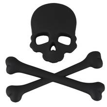 Skull Bone 3d design motorcycle car emblem badge sticker black 2024 - buy cheap