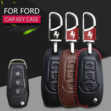 Car Key Case Cover For Ford Mondeo MK4 MK3 3 4 5 Escort Ecosport Focus Fiesta Transit Accessories Genuine Leather Key Fob Holder 2024 - buy cheap