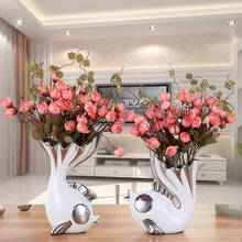 Decoração de vaso de cerâmica estilo europeu, para casa, sala de estar, sala de tv, vaso de flores, estatuetas, artesanato, escritório 2024 - compre barato