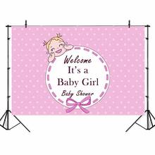 SeekPro-patrón de puntos rosas para recién nacido, cartel de bienvenida para baby Shower, fondos de fotografía de cumpleaños 2024 - compra barato