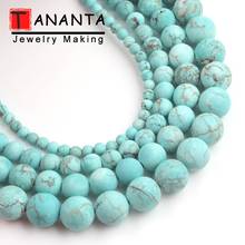 4 6 8 10 mm Natural Stone Beads Matte Turquoises Round Loose Beads For Jewelry Making DIY Necklace Bracelet 15 inch Wholesale 2024 - buy cheap