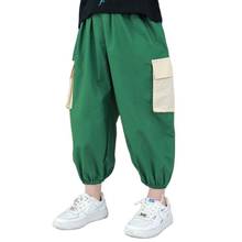 2021 de los adolescentes de carga pantalones de primavera de los niños de verano Casual Bolsillo elástico pantalones de trabajo niño niños Pantalones deportivos 12 14 2024 - compra barato
