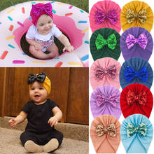 10Pcs Baby Girl Bowknot Headbands Sequin Bow Turban Caps Infant Kids Soft Cotton Hats Toddler Elastic Headwraps Hair Accessories 2024 - buy cheap