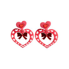 New Hollow Out Peach Heart Bowknot Drop Earrings for Women Acrylic Trendy Jewelry Fashion Accessories 2024 - buy cheap