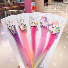 Unicorn Hair Bows for Girls Sequin Mermaid Net Yarn Hair Clip with Long Wig Hairgrips Cat Catton Princess Party Hair Accessories 2024 - buy cheap