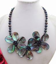 Y·YING Black Pearl Abalone Shell Necklace Handmade Statement Necklace 18" 2024 - buy cheap