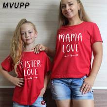 summer family matching clothes mother and daughter mom love short tshirt cute outfits women mommy  shirt baby girls soft cotton 2024 - buy cheap