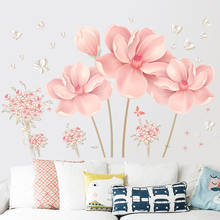 Large 3D Flowers Wall Stickers Living Room Decoration Aesthetic Teenager Vsco Girl Bedroom Decor Wedding Room Decals Wallpaper 2024 - buy cheap