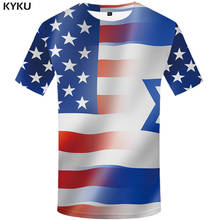 Camiseta 3d con estampado de la bandera americana para hombre, ropa informal de Israel, Anime de los Estados Unidos, Harajuku 2024 - compra barato
