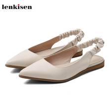 Lenkisen genuine leather leisure shoes pointed toe low heels slip on spring solid simple style fashion women slingback pumps L68 2024 - buy cheap