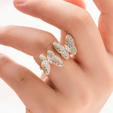 Duplo borboleta anéis ajustáveis qualidade original marca de moda zircônia cúbica anel para mulheres amantes coreano jóias z086 2024 - compre barato