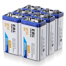 EBL 6 uds batería recargable de iones de litio de 9 voltios para helicóptero RC modelo micrófono de juguete baterías de iones de litio de 600mAh 2024 - compra barato