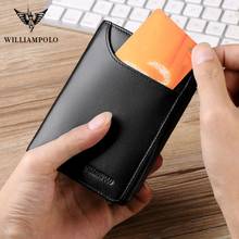 WILLIAMPOLO Real leather wallet small card bag men short slim small short leather cowskin Luxury design Coin Pocket Purse mens 2024 - buy cheap