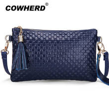 Cowherd Women Genuine Cow Leather Hand Bag Tassel Knitting Pattern Ladies Day Clutches Shoulder Crossbody Messenger Bags 2024 - buy cheap