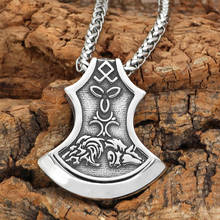 men norse viking axe odin wolf Fenrir amulet pendant necklace -stainless steel 2024 - buy cheap