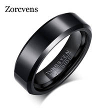 Zorcvens 2021 nova cor sólida preto puro carboneto de tungstênio anéis de noivado anéis de casamento para homens anéis de jóias 2024 - compre barato