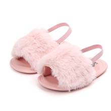 2021 Summer Soft Hair Style Classic Baby Girl Slipper Sandals Breathable Baby Fur Shoes Simple Elastic Sandals Princess Baby 2024 - buy cheap