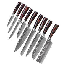 Cuchillos de cocina japoneses de 8 "con patrón de Damasco láser, cuchillo de chef afilado, Santoku, herramienta de utilidad para cortar 2024 - compra barato