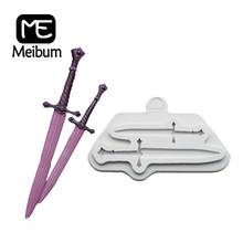 Vintage Swords Pattern Fondant Mold Child Party Gum Paste Sugar Craft Dessert Pastry Silicone Cake Mould Decorating Baking Tools 2024 - buy cheap