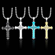 Металлический крест ожерелье золотистый и черный для мужчин и женщин трендовые Мужская цепочка с кулоном, колье-чокер, ювелирное изделие, подарок 2024 - купить недорого
