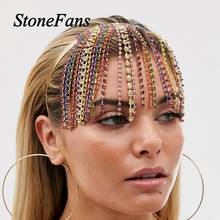 Pedrarias de cabelo coloridas boêmias com corrente de testa para mulheres, jóias de cabelo de borla 2024 - compre barato