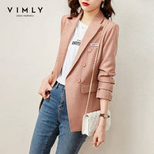Vimly Suit Coat For Women Offical Lady Solid Lapel Full Sleeve Double Breasted Blazer Women Fashion Women's Coat  F6227 2024 - buy cheap