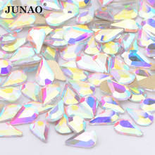 JUNAO 50pcs Mixed Shape Glitter AB Crystal 3D Nail Art Rhinestone Drop Glass Nail Stones Non Hot Fix Flatback Strass Decoration 2024 - buy cheap