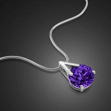 New letter V Pendant Necklace Women 100% 925 Sterling silver Purple Zircon Choker Necklaces Fashion Fine Jewelry Gift 2024 - buy cheap