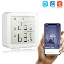Датчик температуры и влажности Tuya Wi-Fi, настенный комнатный гигрометр-термометр с ЖК-дисплеем 2024 - купить недорого