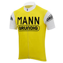 Camiseta de Ciclismo Retro para hombre, Maillot amarillo de manga corta, ropa de verano para bicicleta de montaña, transpirable 2024 - compra barato