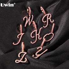 Colar com pingente de letras iniciais uwin, joia hiphop zircônio cúbico colares grandes letras para mulheres joias da moda 2024 - compre barato