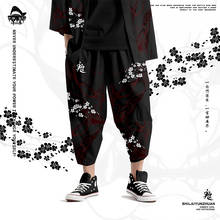 Hip Hop Harem Pants Men Black Floral Print Streetwear Casual Trousers Jogger Pants Male Sweatpants Oversize 6XL 2024 - buy cheap
