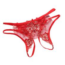 Модные сексуальные эротические женские прозрачные кружевные Трусы-стринги с цветочным принтом 2024 - купить недорого