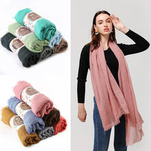 Wholesale 180x90cm Muslim Cotton Crinkle Hijab Scarf Women Soft Headscarf Islamic Hijabs Scarves Shawls and Wraps Foulard Femme 2024 - buy cheap