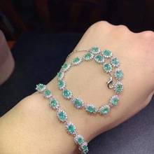 100% natural e real esmeralda pulseira sólida s925 prata esterlina para as mulheres cor jóias finas 2024 - compre barato